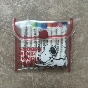 Vintage Snoopy Peanuts Mini Pencil Case Rainbow Colored Butterfly Japan Used